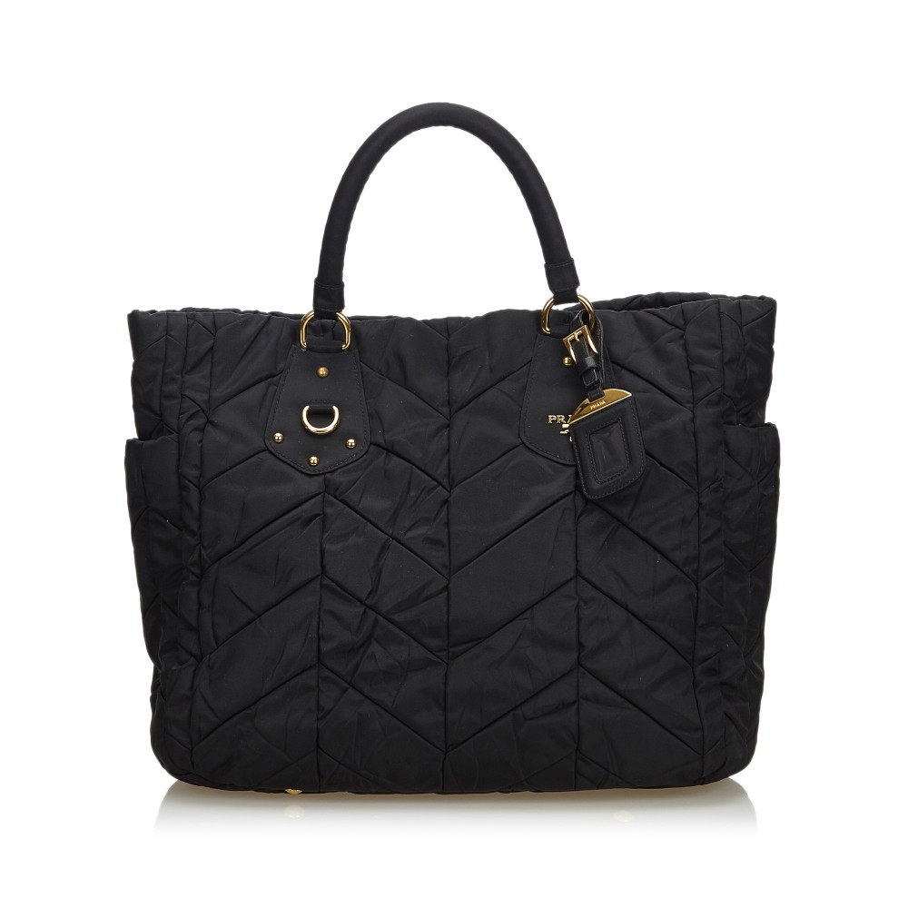 Prada Vintage - Nylon Tote Bag - Black - Leather Handbag - Luxury