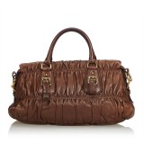 Prada Vintage - Gathered Leather Satchel Bag - Brown - Leather Handbag - Luxury High Quality
