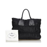 Prada Vintage - Gathered Nylon Tote Bag - Nero - Borsa in Pelle - Alta Qualità Luxury