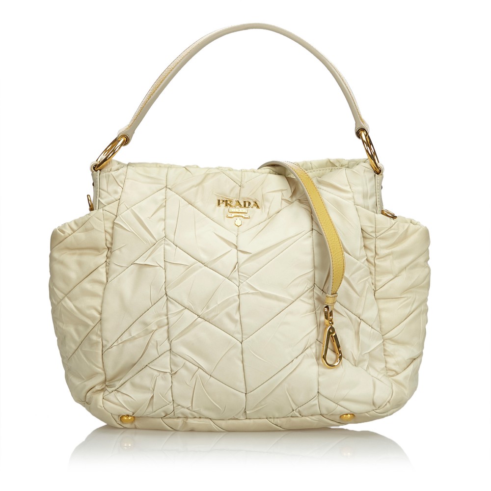 Prada Vintage - Quilted Nylon Satchel Bag - White Ivory - Leather Handbag - Luxury  High Quality - Avvenice