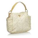 Prada Vintage - Quilted Nylon Satchel Bag - Bianco Avorio - Borsa in Pelle - Alta Qualità Luxury
