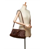 Prada Vintage - Gathered Leather Satchel Bag - Marrone - Borsa in Pelle - Alta Qualità Luxury