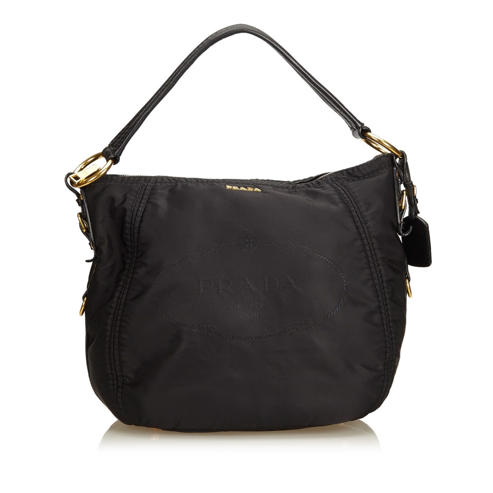 Prada Vintage Tessuto Quilted Black Nylon Mini Shoulder Bag at