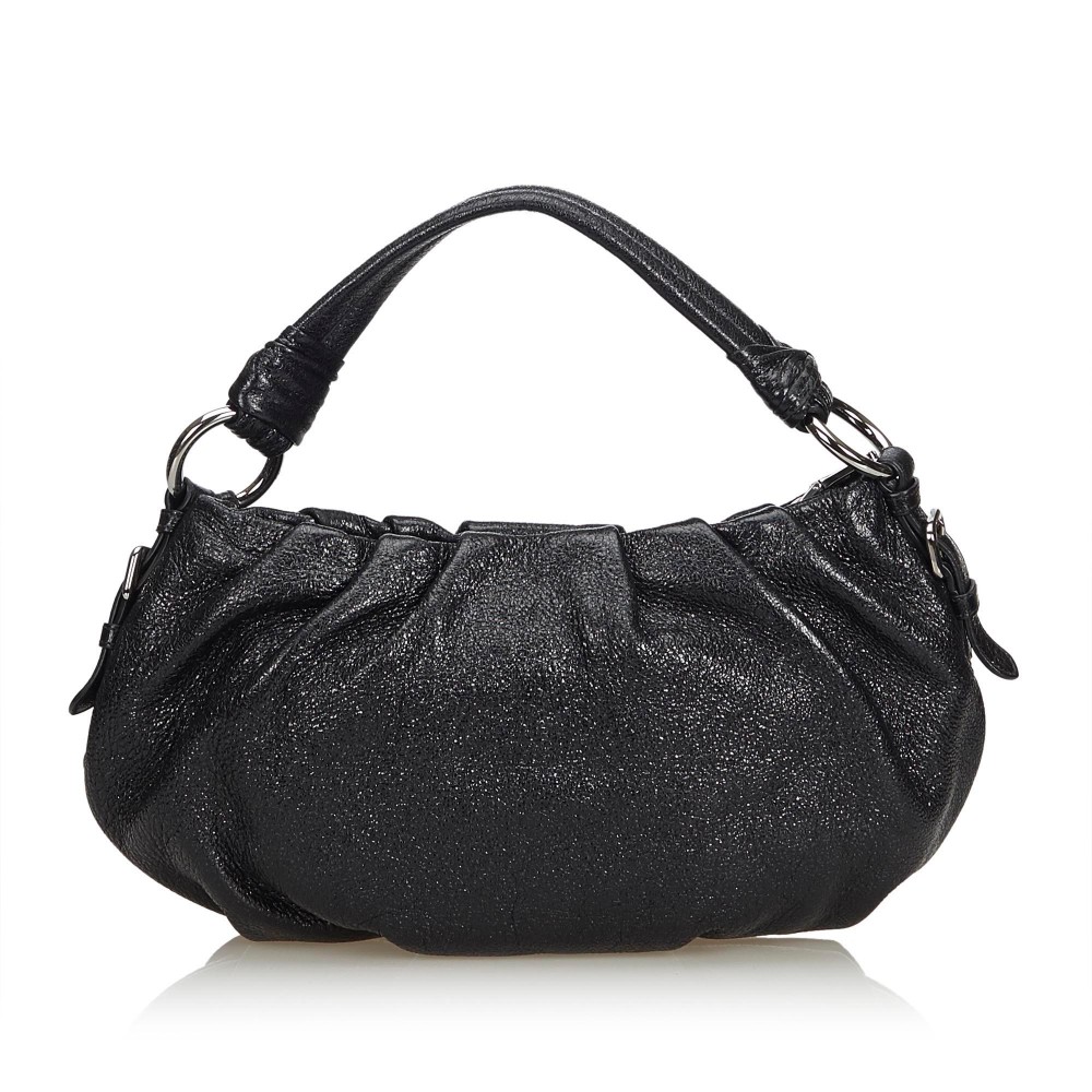 Prada Vintage - Ruffled Mordore Leather Tote Bag - Black - Leather Handbag  - Luxury High Quality - Avvenice