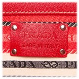 Prada Vintage - Striped Jacquard Tote Bag - Red White - Leather Handbag - Luxury High Quality