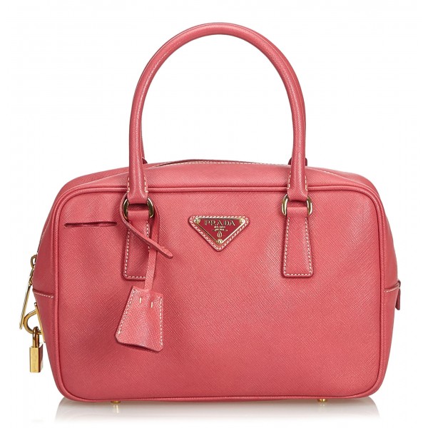 Prada Vintage - Saffiano Leather Bauletto Handbag Bag - Pink - Leather Handbag - Luxury High Quality