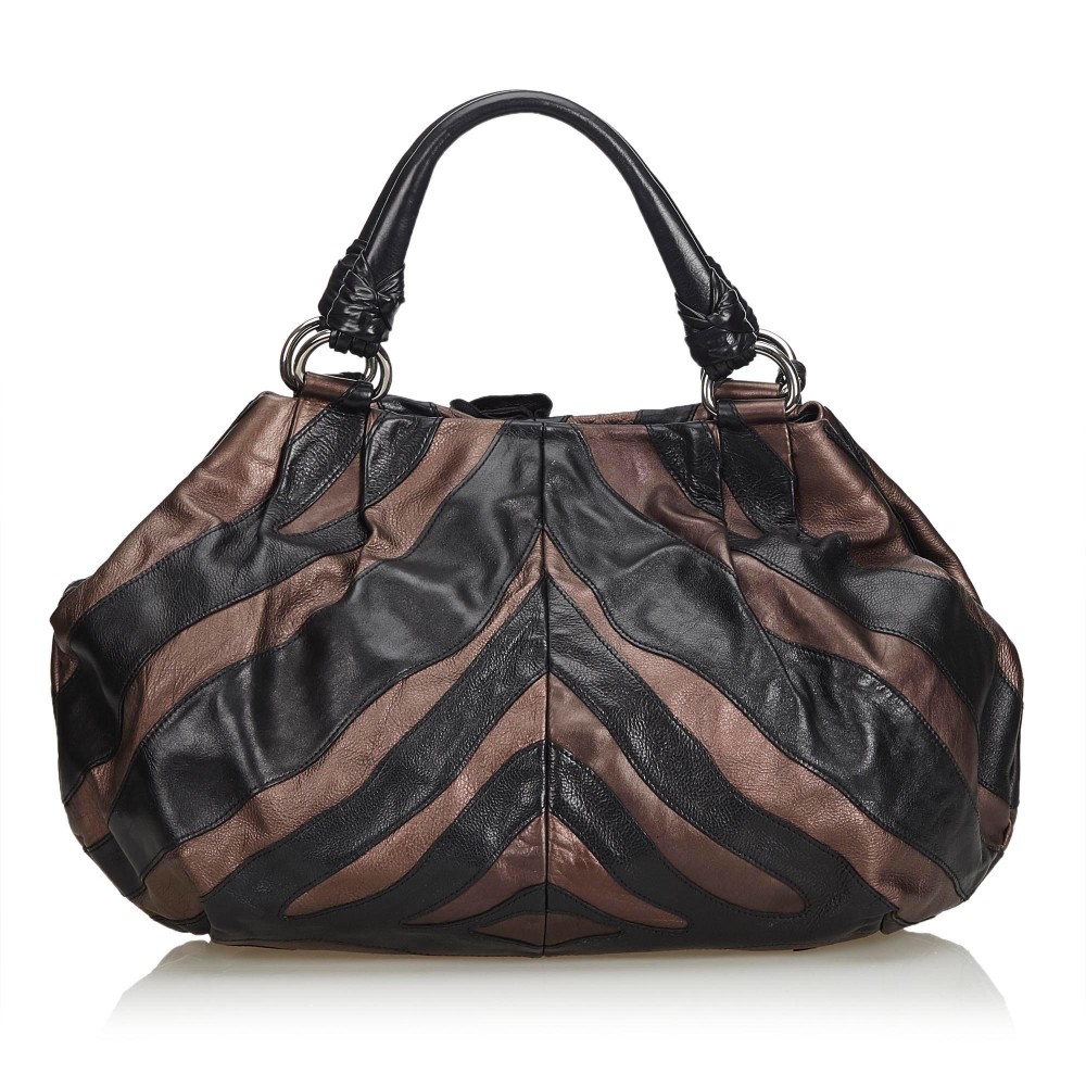 Prada Vintage - Ruffled Mordore Leather Tote Bag - Black - Leather Handbag - Luxury High Quality ...