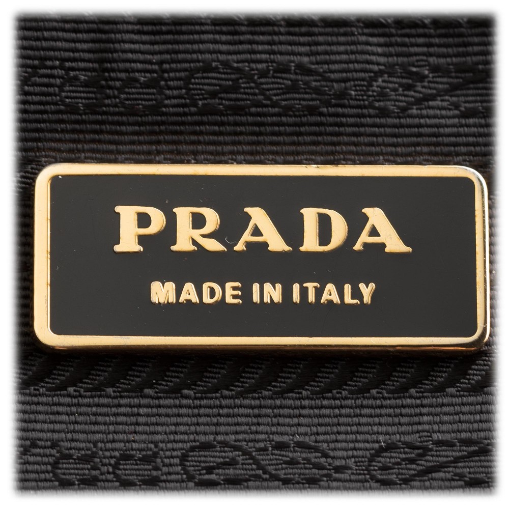 Rare Vintage Prada Black & Gold Tessuto Oro Nylon & Saffiano Leather C –  Essex Fashion House
