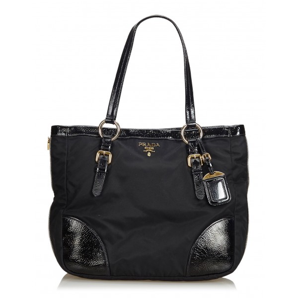 Prada Vintage - Nylon Tote Bag - Black - Leather Handbag - Luxury High Quality