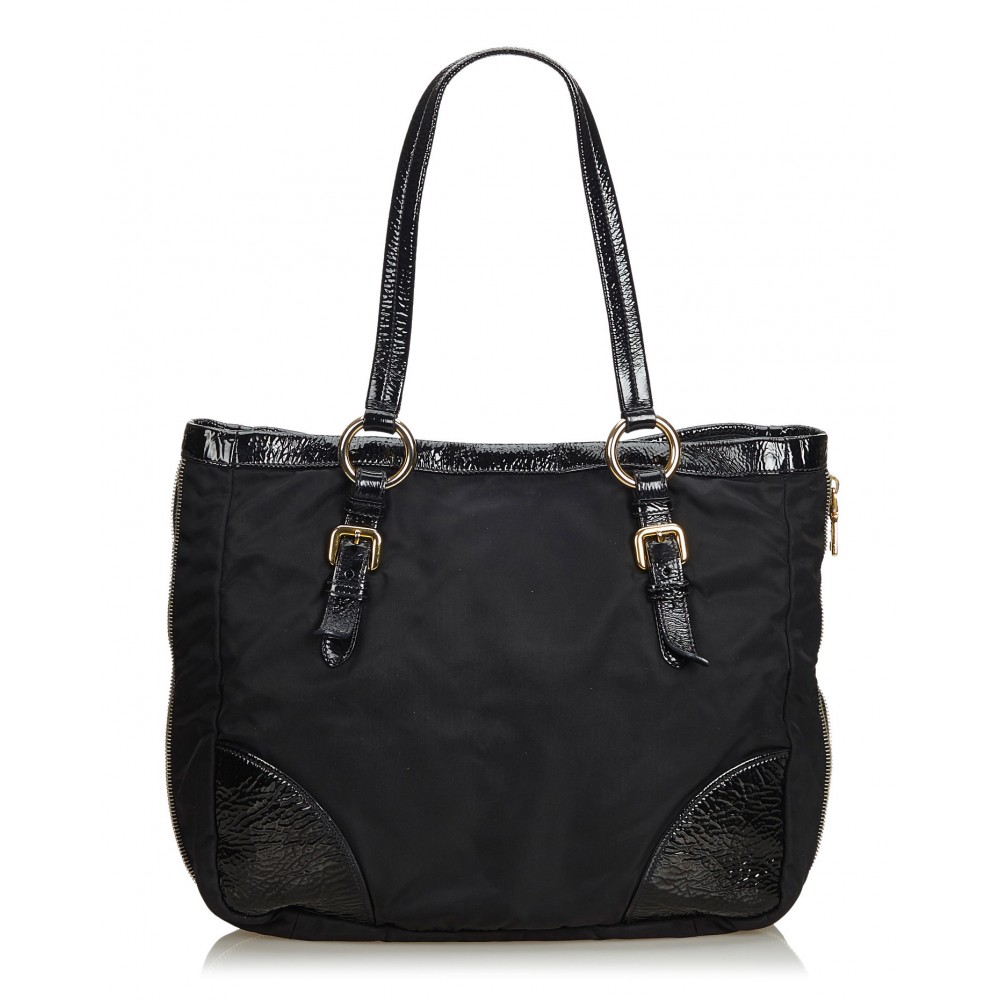 Prada Vintage - Nylon Tote Bag - Black - Leather Handbag - Luxury High Quality - Avvenice