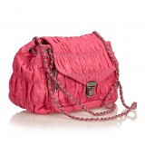 Prada Vintage - Gathered Nylon Chain Shoulder Bag - Rosa - Borsa in Pelle - Alta Qualità Luxury
