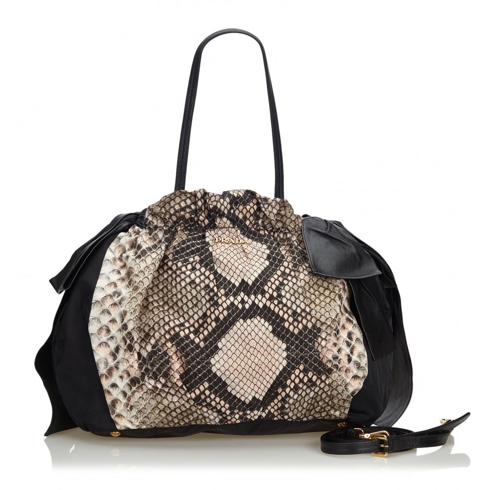 Prada Vintage - Python Print Nylon Shoulder Bag - Black - Leather Handbag -  Luxury High Quality - Avvenice