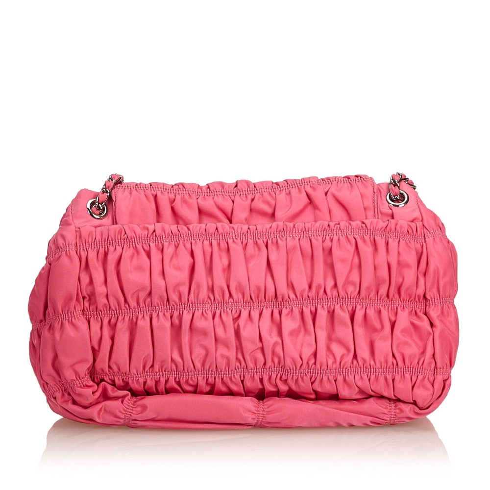 Prada Pink Gathered Leather Chain Shoulder Bag Prada