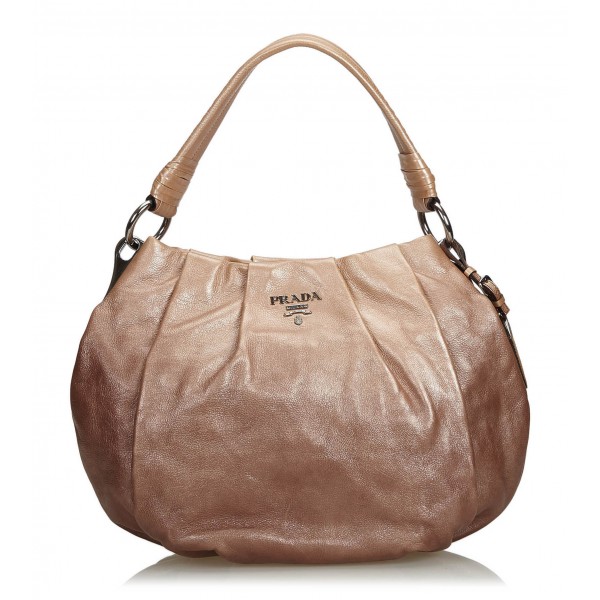 prada brown leather hobo bag