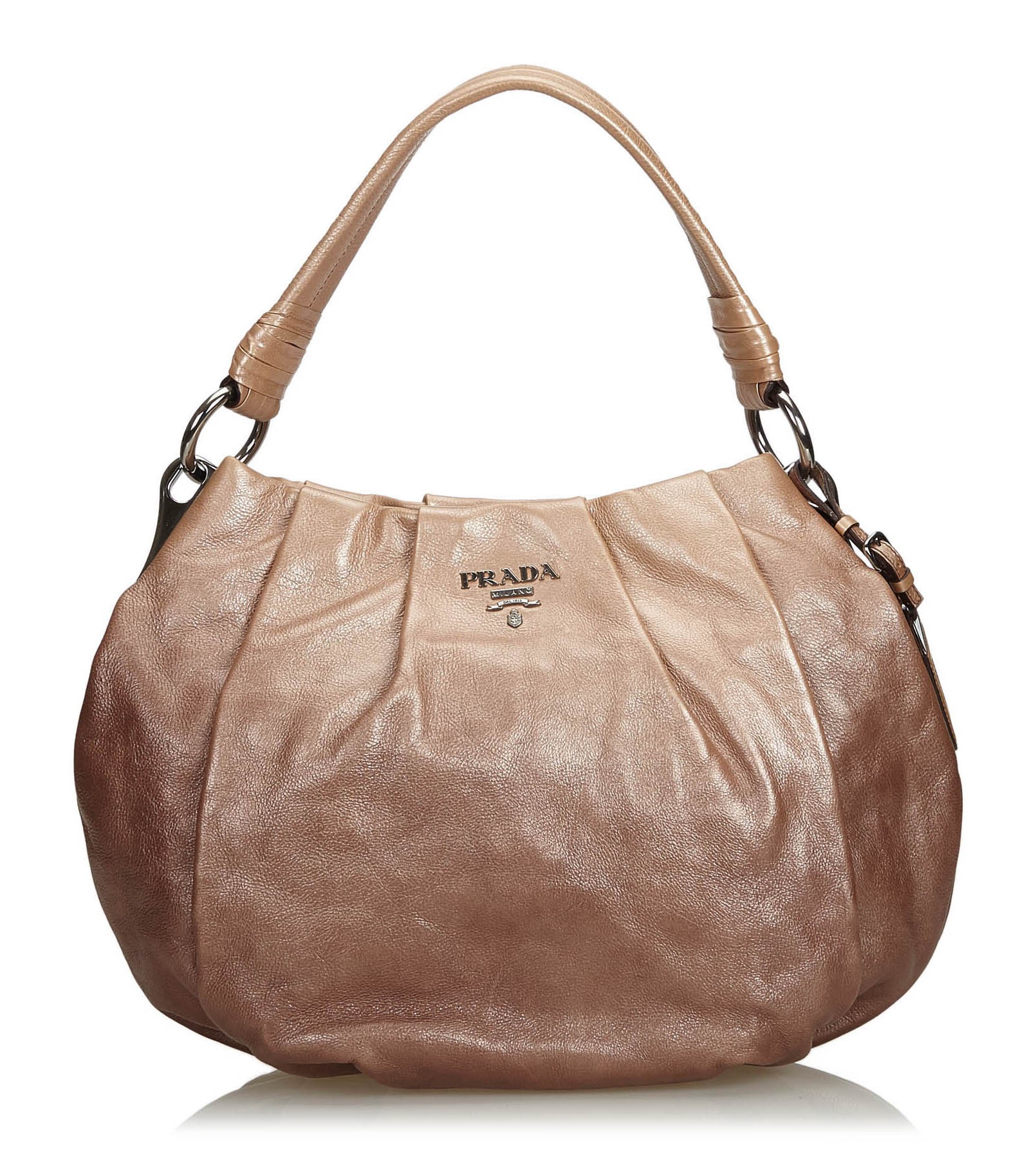 Prada Brown Leather Handbag Size 16 X 10 X 6 Vintage 