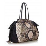 Prada Vintage - Python Print Nylon Shoulder Bag - Nero - Borsa in Pelle - Alta Qualità Luxury