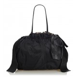 Prada Vintage - Python Print Nylon Shoulder Bag - Black - Leather Handbag - Luxury High Quality