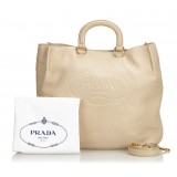 Prada Vintage - Vitello Daino Leather Satchel Bag - Avorio - Borsa in Pelle - Alta Qualità Luxury