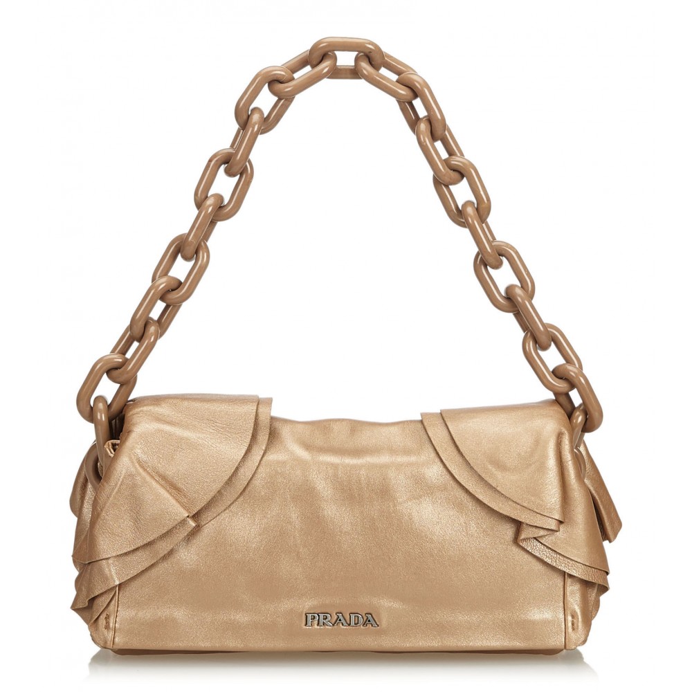 Prada Vintage - Leather Chain Shoulder Bag - Brown - Leather Handbag - Luxury High Quality ...