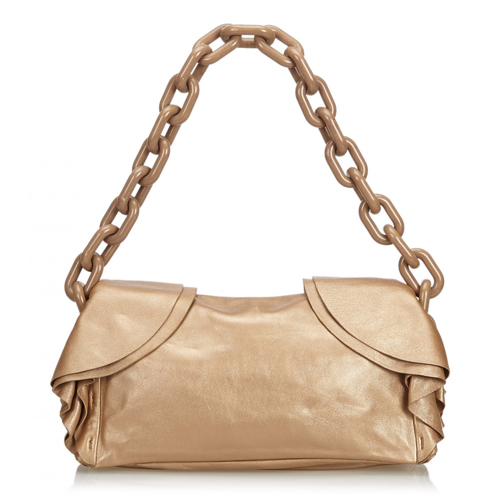 Prada Vintage - Gathered Nylon Chain Shoulder Bag - Pink - Leather Handbag  - Luxury High Quality - Avvenice