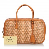 Prada Vintage - Weaved Leather Handbag Bag - Arancione - Borsa in Pelle - Alta Qualità Luxury