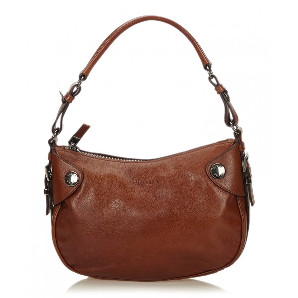 prada brown leather purse
