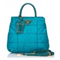 Prada Vintage - Leather-Trimmed Tessuto Satchel Bag - Blue - Leather Handbag - Luxury High Quality