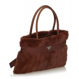 Prada Vintage - Fur Handbag Bag - Brown - Leather Handbag - Luxury High Quality