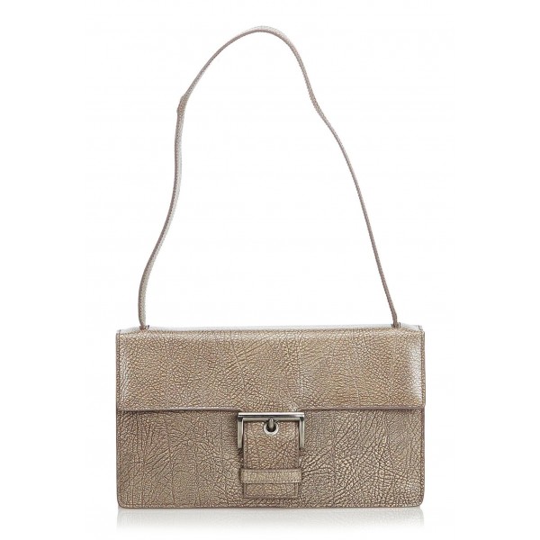Prada Vintage - Leather Baguette Bag - Grey - Leather Handbag - Luxury High Quality