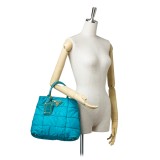 Prada Vintage - Leather-Trimmed Tessuto Satchel Bag - Blu - Borsa in Pelle - Alta Qualità Luxury