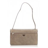 Prada Vintage - Leather Baguette Bag - Grigio - Borsa in Pelle - Alta Qualità Luxury