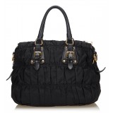 Prada Vintage - Gathered Nylon Satchel Bag - Black - Leather Handbag - Luxury High Quality