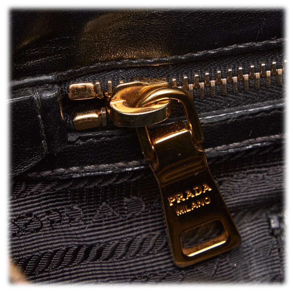 Prada Vintage - Gathered Nylon Satchel Bag - Black - Leather Handbag ...