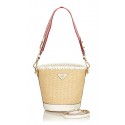 Prada Vintage - Raffia Bucket Bag - Brown Beige - Leather Handbag - Luxury High Quality
