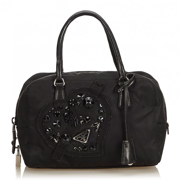 Prada Vintage - Nylon Shoulder Bag - Black - Leather Handbag - Luxury High Quality