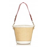 Prada Vintage - Raffia Bucket Bag - Brown Beige - Leather Handbag - Luxury High Quality