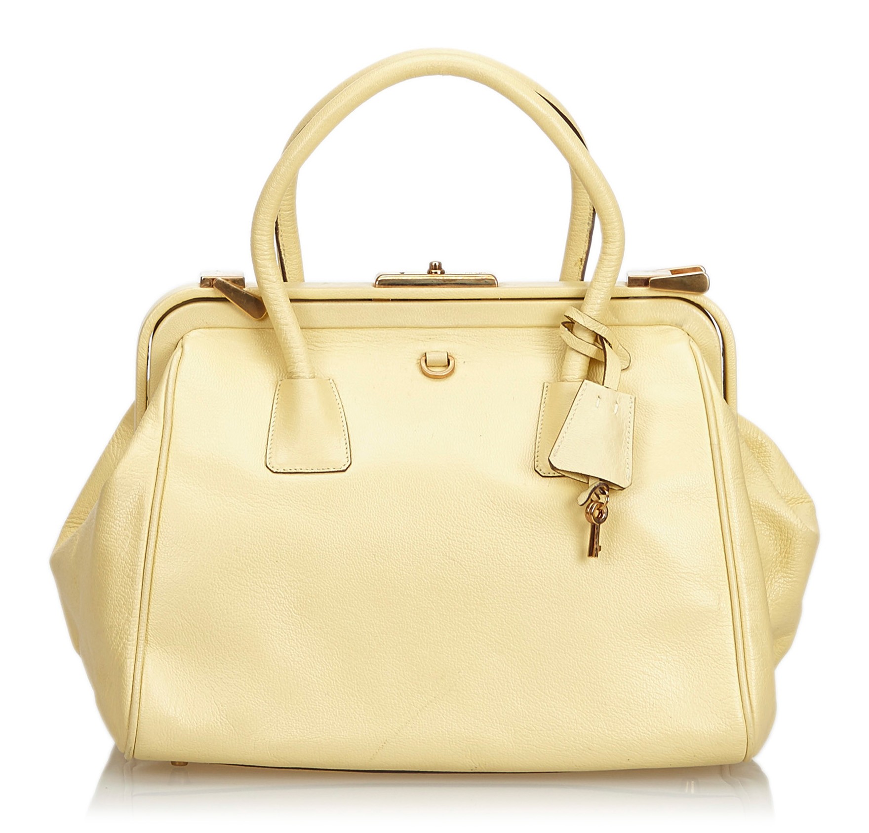 Prada Vintage - Leather Handbag Bag - White Ivory - Leather