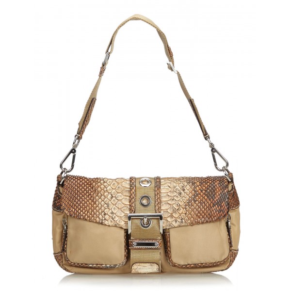 Prada Vintage - Python Shoulder Bag - Brown Beige - Leather
