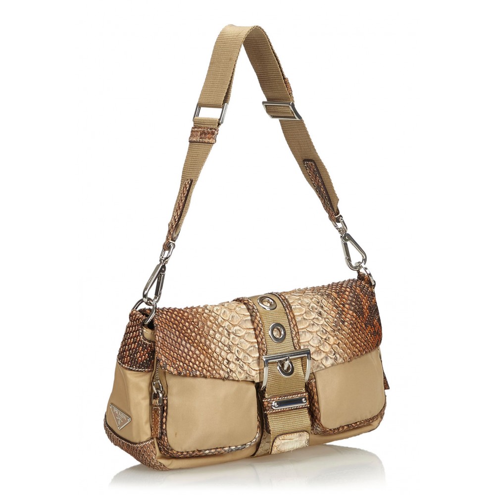 Prada Vintage - Python Shoulder Bag - Brown Beige - Leather Handbag - Luxury High Quality - Avvenice