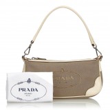 Prada Vintage - Jacquard Logo Baguette - Brown Beige - Leather Handbag - Luxury High Quality
