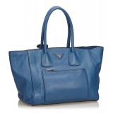 Prada Vintage - Leather Satchel Bag - Blu - Borsa in Pelle - Alta Qualità Luxury