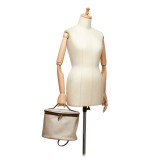 Hermès Vintage - Intercity Vanity Bag - Avorio Marrone Bianco - Borsa in Pelle e Tessuto - Alta Qualità Luxury