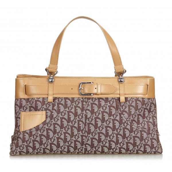 Dior Vintage - Oblique Jacquard Handbag Bag - Marrone - Borsa in Pelle - Alta Qualità Luxury