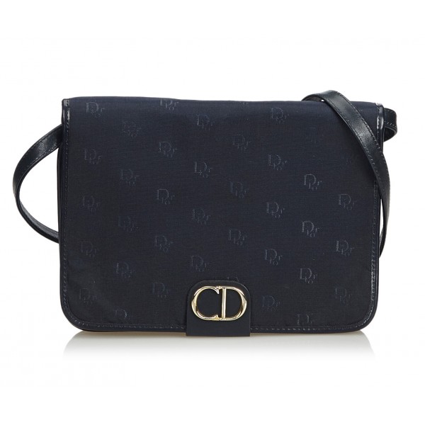 Dior Vintage - Oblique Canvas Crossbody Bag - Black - Leather Handbag - Luxury High Quality