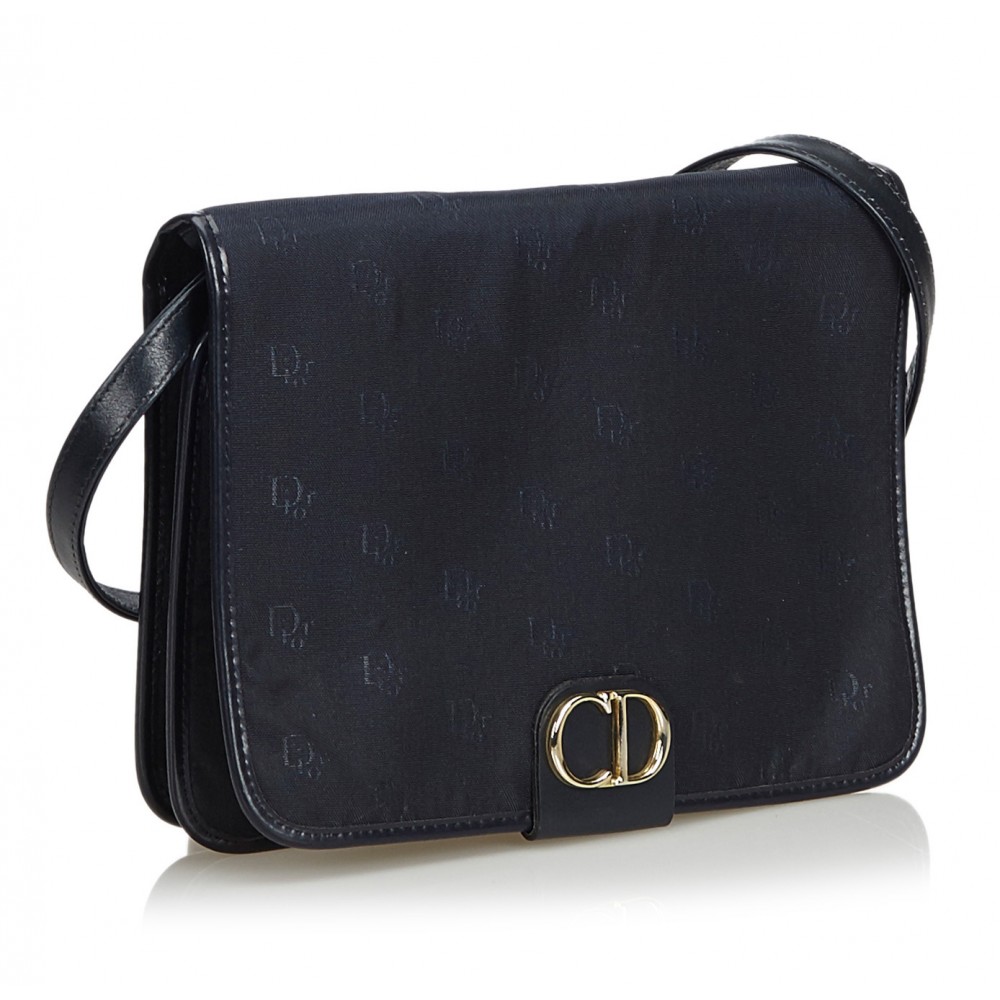 Christian Dior Black Oblique Canvas Leather Pochette Saddle Shoulder Bag at  1stDibs
