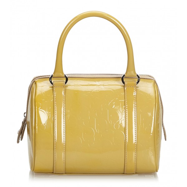 Dior Vintage - Oblique Patent Leather Boston Bag - Marrone Beige - Borsa in Pelle - Alta Qualità Luxury