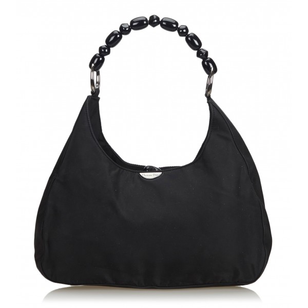 Dior Vintage - Nylon Malice Pearl Shoulder Bag - Black - Leather Handbag - Luxury High Quality