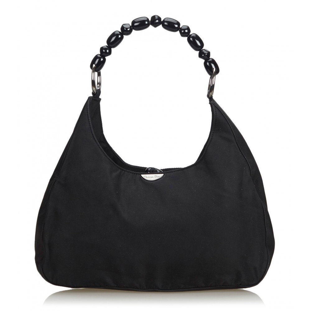 Dior Vintage - Nylon Malice Pearl Shoulder Bag - Black - Leather ...