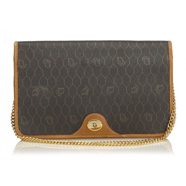 Dior Vintage - Honeycomb Coated Canvas Chain Shoulder Bag - Nero - Borsa in Pelle - Alta Qualità Luxury