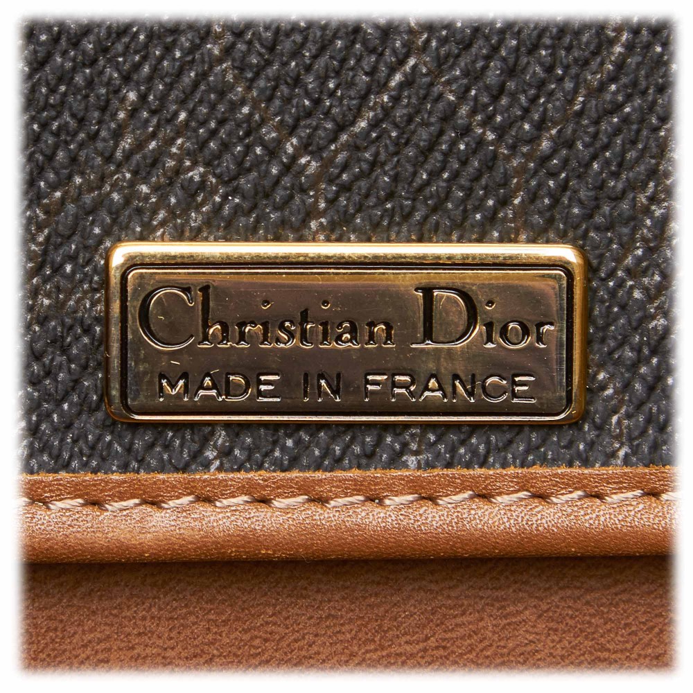 Christian Dior Vintage Black Honeycomb Canvas and Leather Large